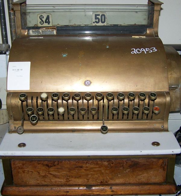 ANTIQUE BRASS CASH REGISTER - AS IS - Click Image to Close