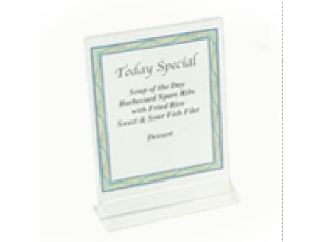 MENU/MESSAGE HOLDER HOLDS 5IN X 7IN 5IN X 2-1/2IN BASE ACRYLIC C