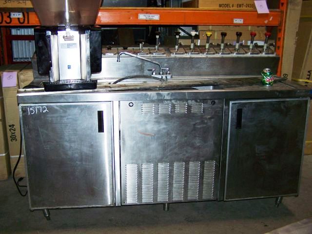 REFRIGERATED ICE CREAM STATION WITH 3 SINKS AND TOP RAIL