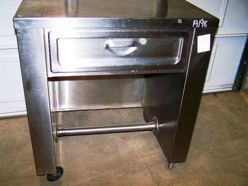 STAINLESS STEEL STAND ON CASTERS WITH DRAWER 3 SIDE ENCLOSED