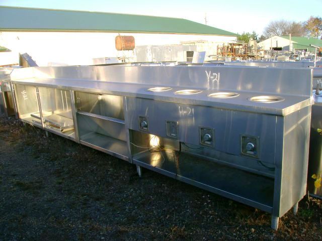 STAINLESS STEEL WALL CABINET WITH 4 ROUND STEAM WELLS AND UNDER