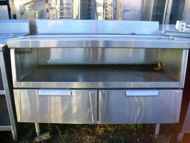 STAINLESS STEEL TABLE WITH 1 UNDERSHELF AND 2 SLIDE DRAWERS WITH