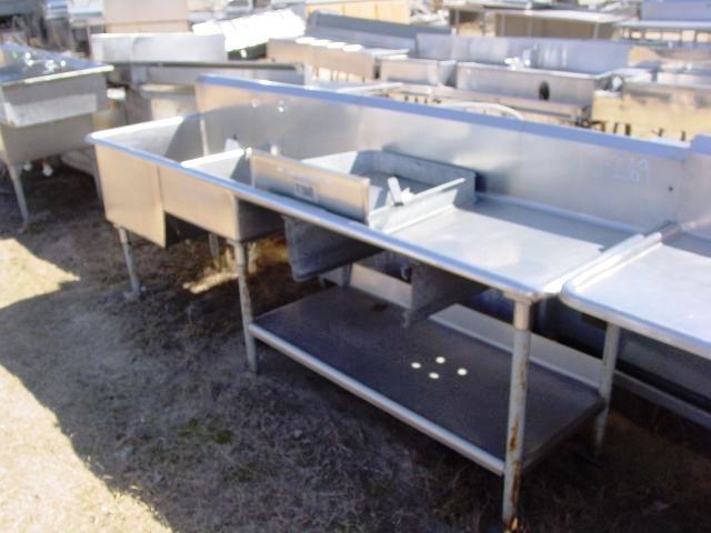 2 COMP SINK WITH 1 MECH DRAIN - GALV UNDERSHELF AND DRAWER - PAI