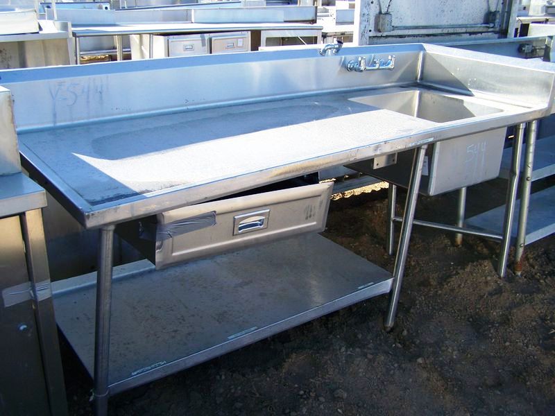 STAINLESS STEEL SINK WITH RIGHT AND REAR SPLASH 1 DRAWER AND UND