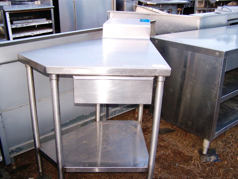 STAINLESS STEEL 1 DRAWER WORK TABLE WITH STAINLESS STEEL LEGS AN