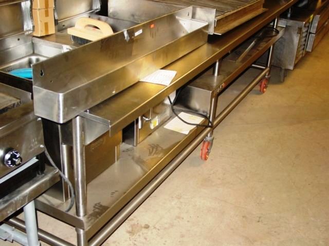 9 FT EQUIPMENT STAINLESS STEEL STAND WITH FRONT LEGS CUTTING BOA - Click Image to Close