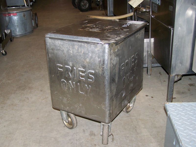 STAINLESS STEEL FRIES BIN ON CASTERS - Click Image to Close
