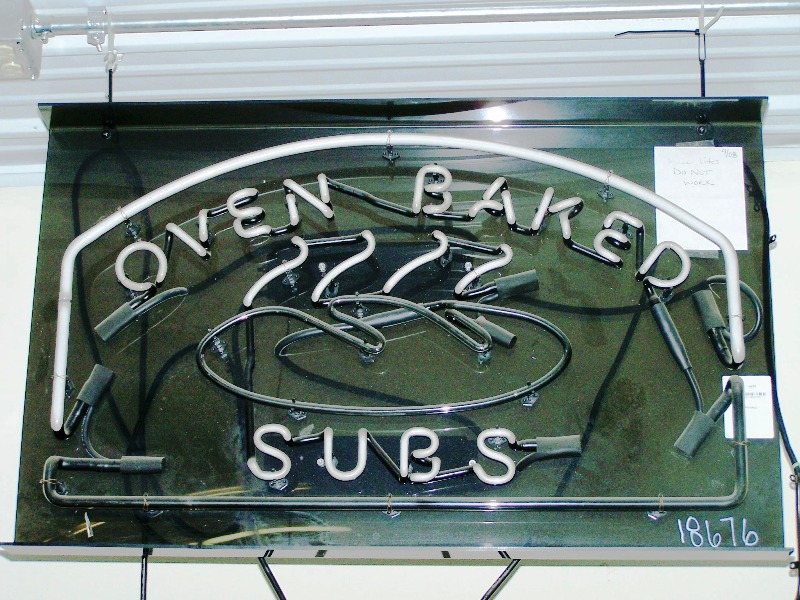 OVEN BAKED SUBS NEON SIGN - INSIDE LIGHTS DO NOT WORK - Click Image to Close