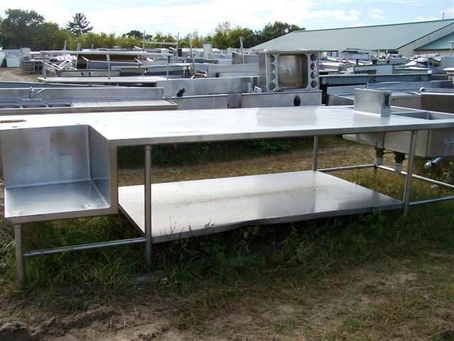 12 FT STAINLESS STEEL ISLAND PREP TABLE WITH 2 PREP SINKS STAINL