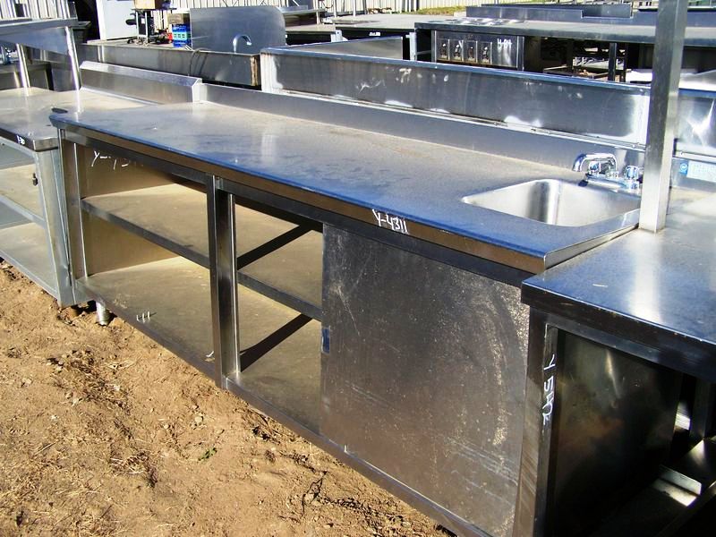 STAINLESS STEEL WORK TOP SINK RIGHT SIDE OPEN FRONT INT SHELF RI - Click Image to Close