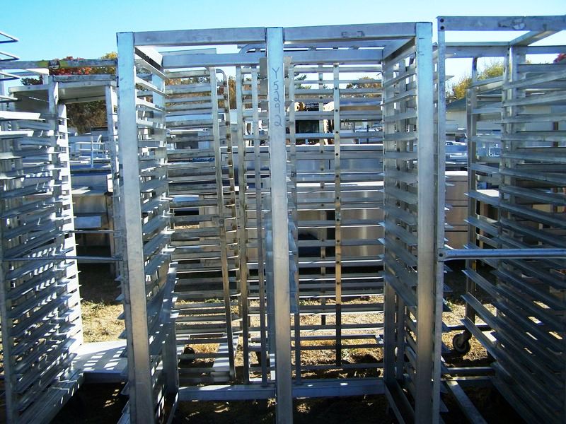 DOUBLE FULL SIZE SHEET PAN RACK ON CASTERS 43 X 26.75 X 68 - Click Image to Close
