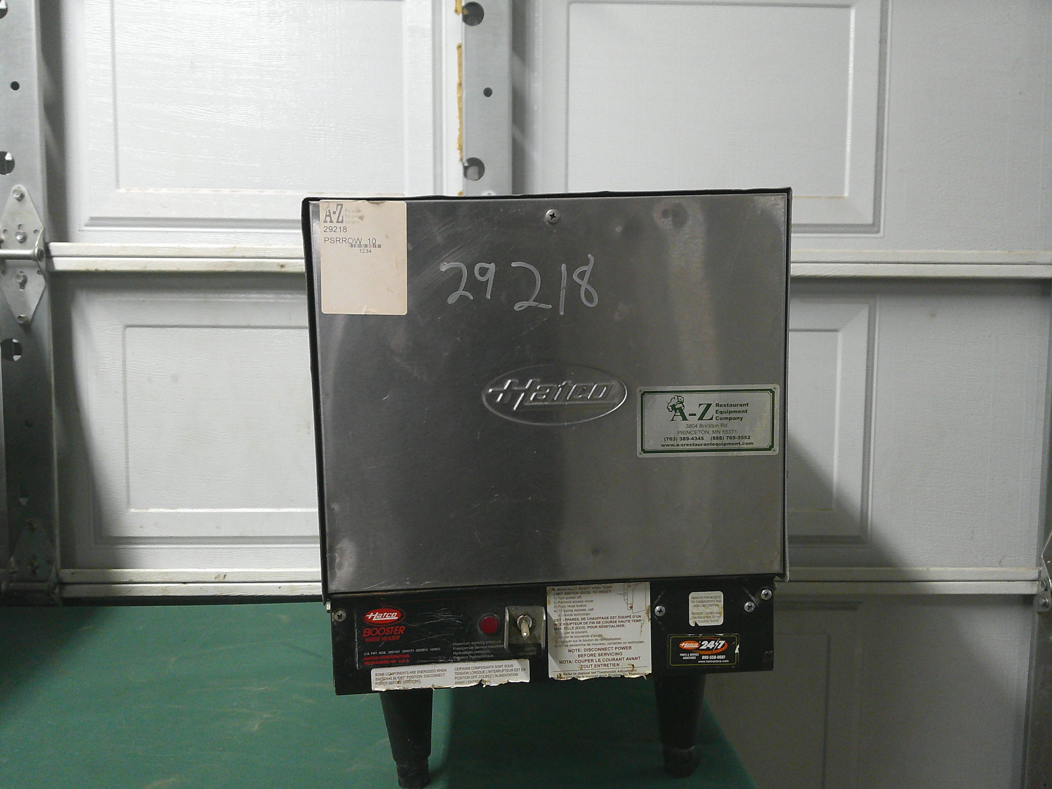 HATCO BOOSTER WATER HEATER