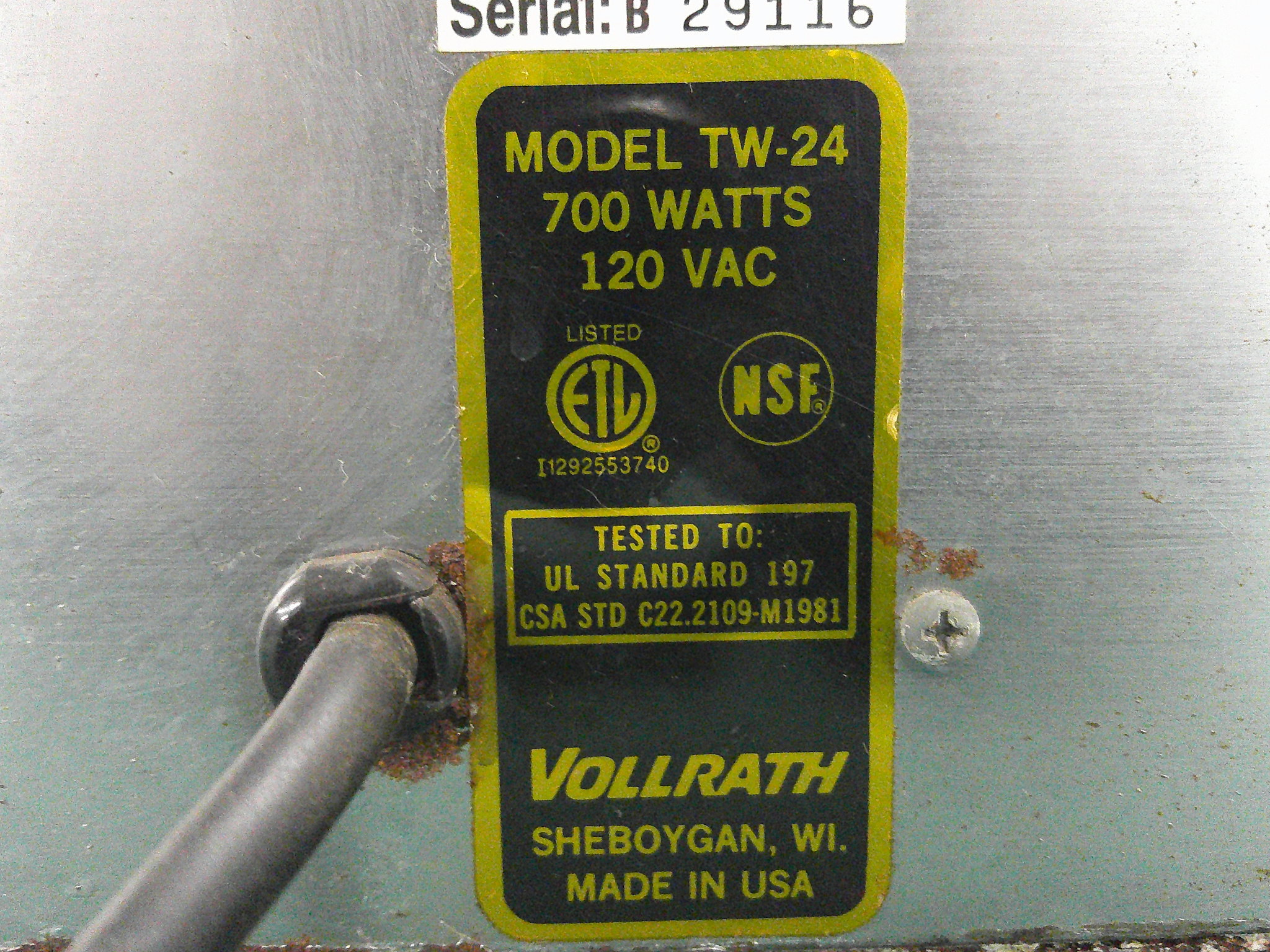 VOLLRATH DBL TOPPINGS WARMER