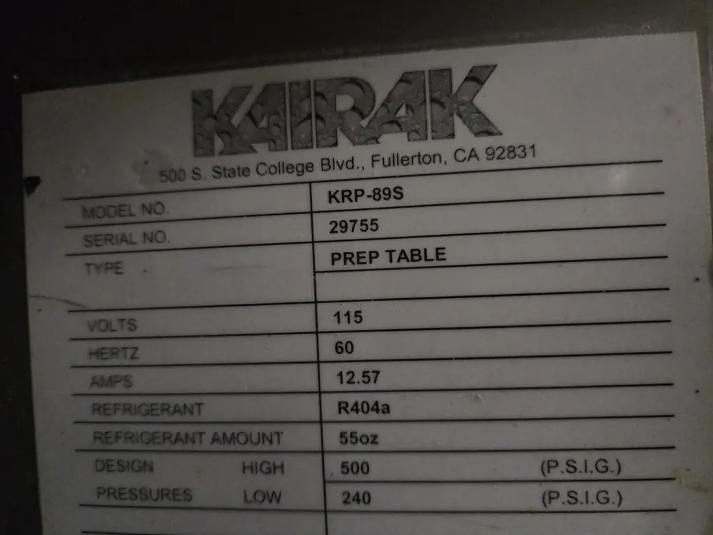 KAIRAK 3 DOOR PIZZA PREP TABLE