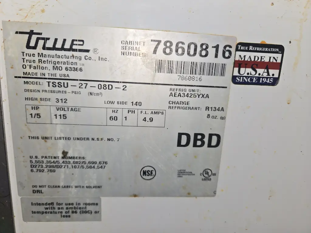 TRUE 1 DOOR PREP TABLE