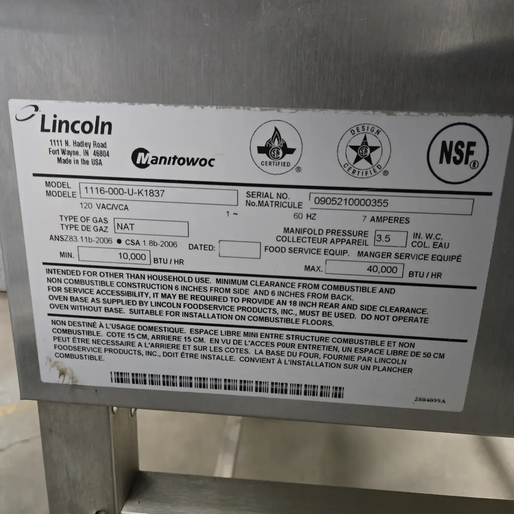 LINCOLN DOUBLE STACK CONV OVEN