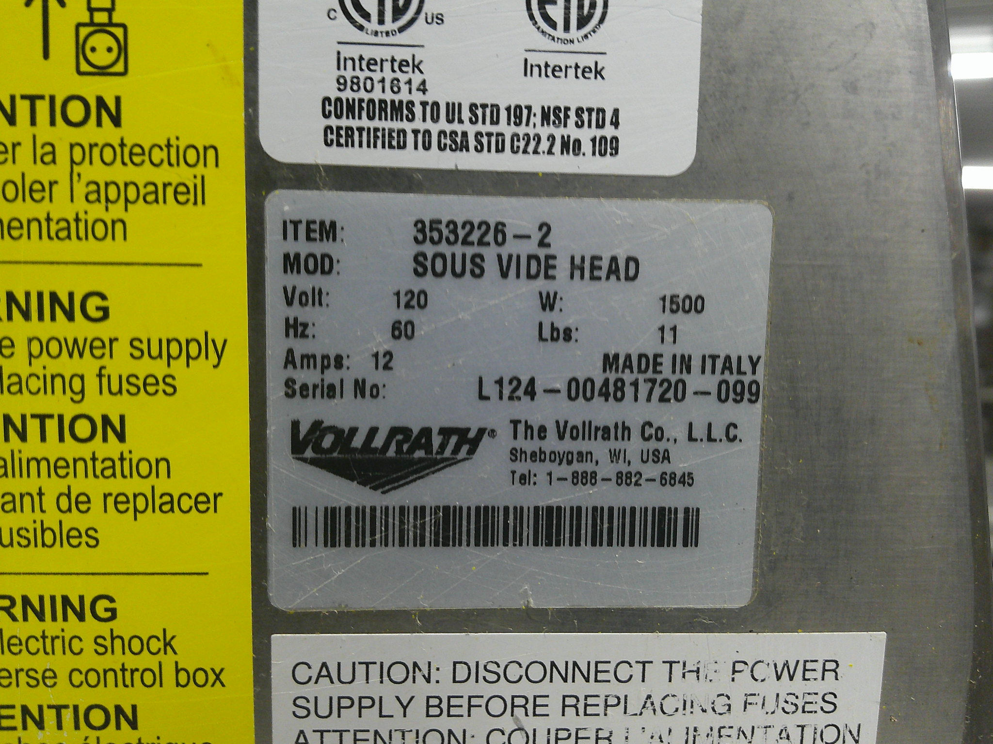 VOLLRATH SOUS VIDE COOKER