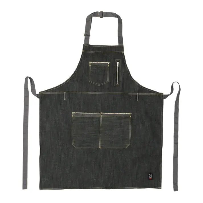 DARK WASH DENIM BIB APRON